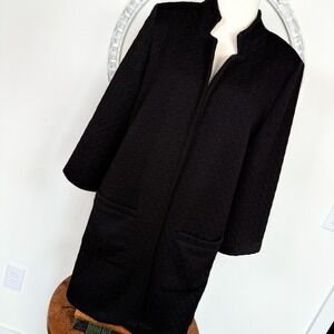 Carole Wren Long Line Textured Stretch Open Front Blazer Jacket Womens Capsule M